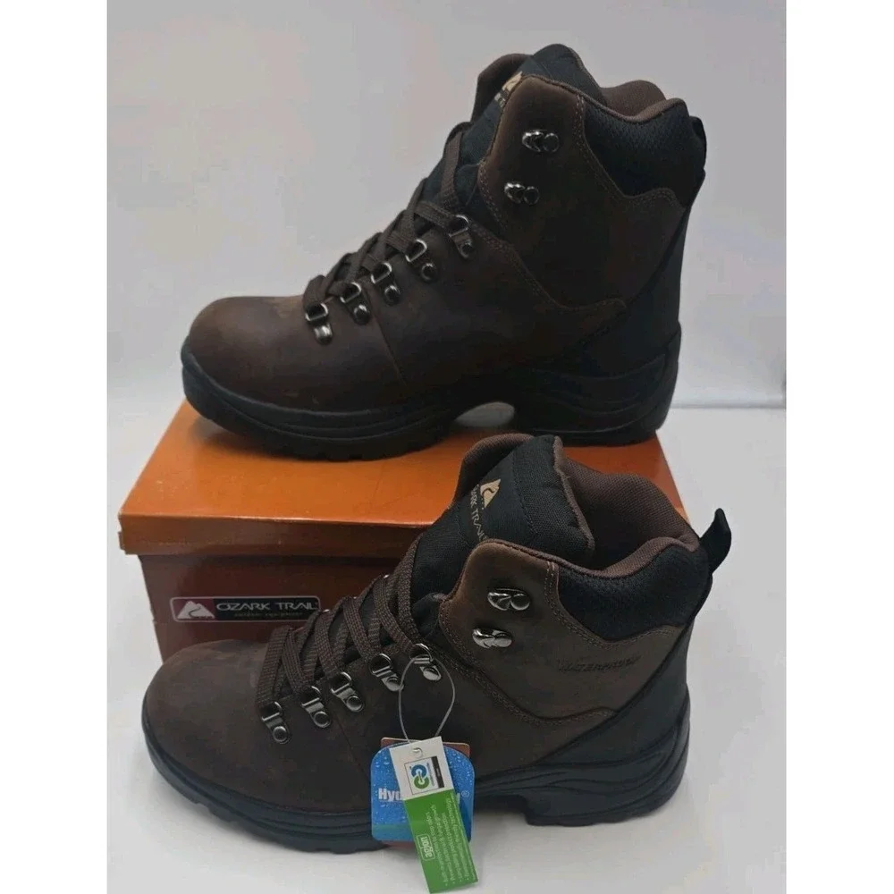 Ozark Trail Bandy II Men's Hiking Boots 10.5 W Dark Brown Leather Waterproof